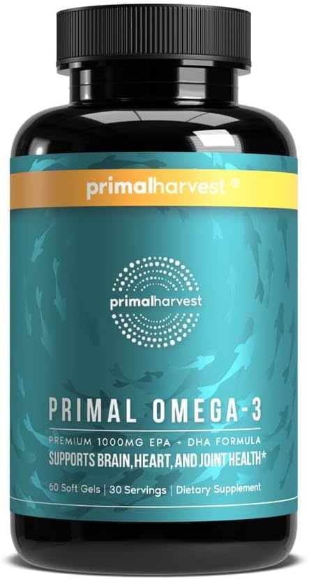Primal Harvest Omega-3 Fish Oil Softgels (1800mg EPA & DHA, 60 Softgels)