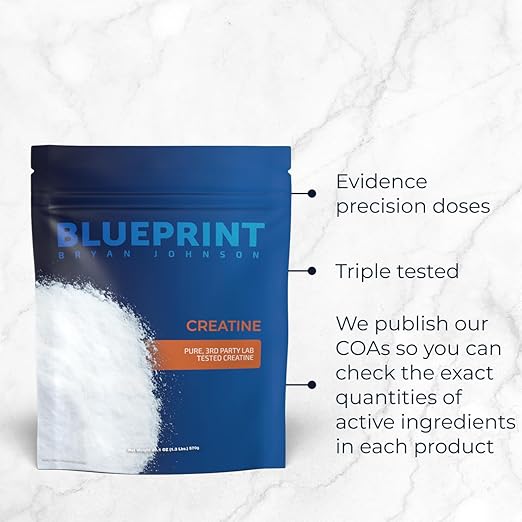 Blueprint by Bryan Johnson Creatine Monohydrate Powder (Unflavored, 100 Servings, 50.2 oz)
