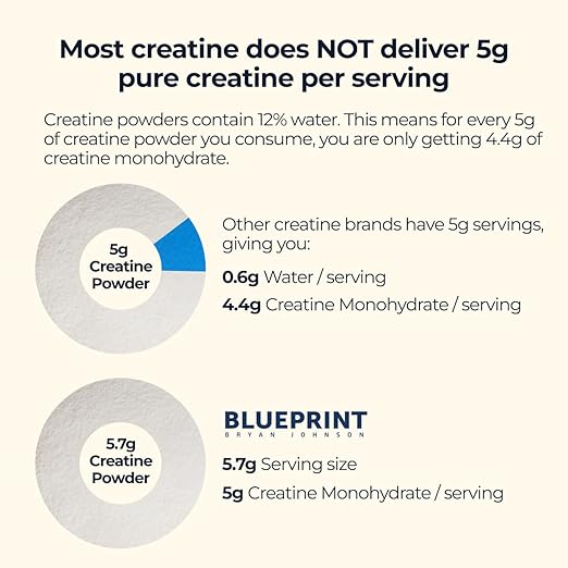 Blueprint by Bryan Johnson Creatine Monohydrate Powder (Unflavored, 100 Servings, 50.2 oz)