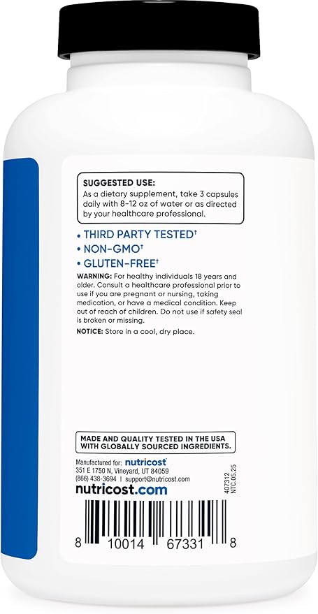 Nutricost Nitric Oxide Booster - 120 Capsules | L-Arginine + Citrulline | Pre-Workout Support