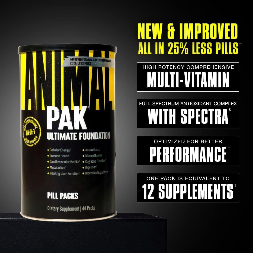 Animal Pak All-in-One Multivitamin Supplement for Men & Women, 44 Packets (One Month Supply)