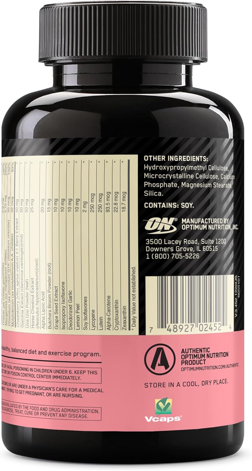 Optimum Nutrition Opti-Women Multivitamin (50 Nutrients for Women’s Health, 120 Capsules)