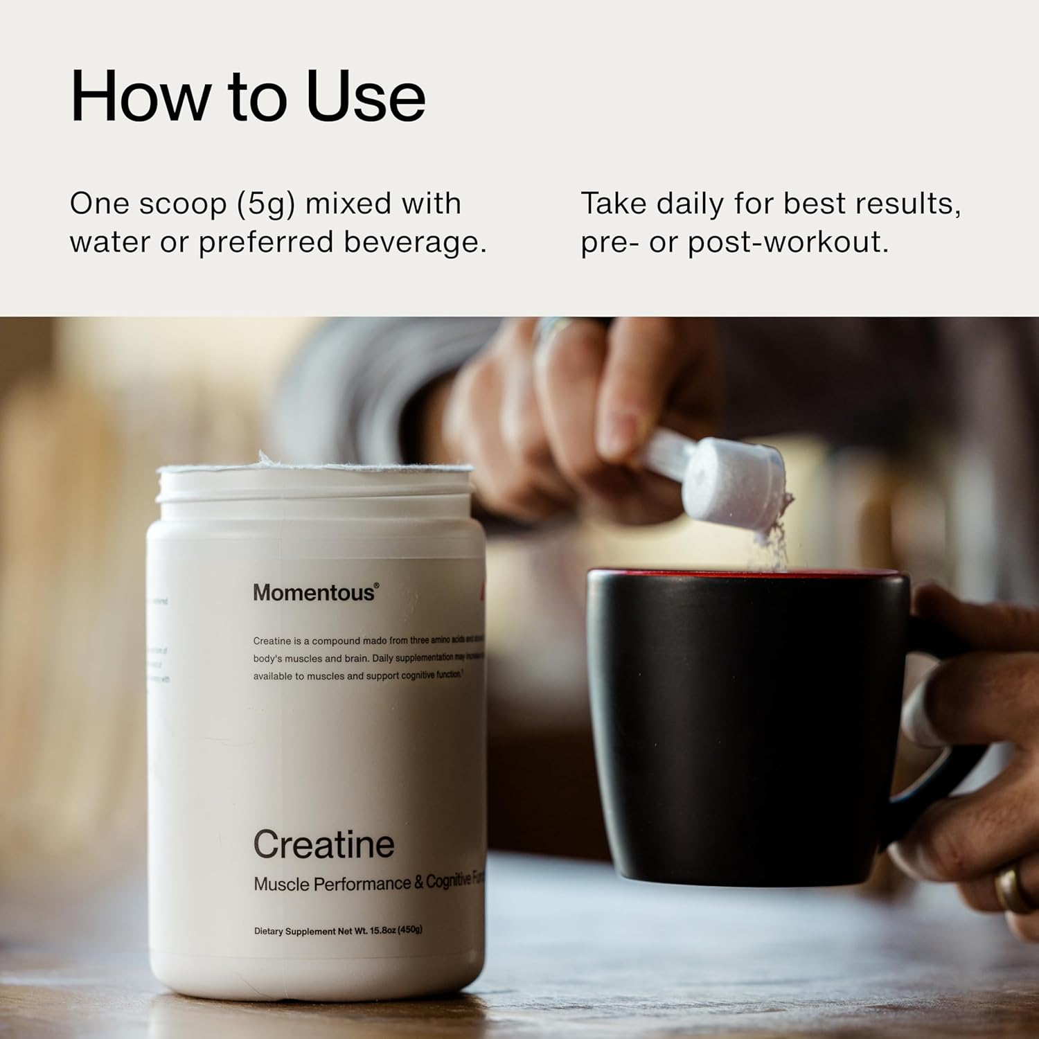 Momentous Creatine Creapure (Micronized Creatine Monohydrate for Performance, 300g)