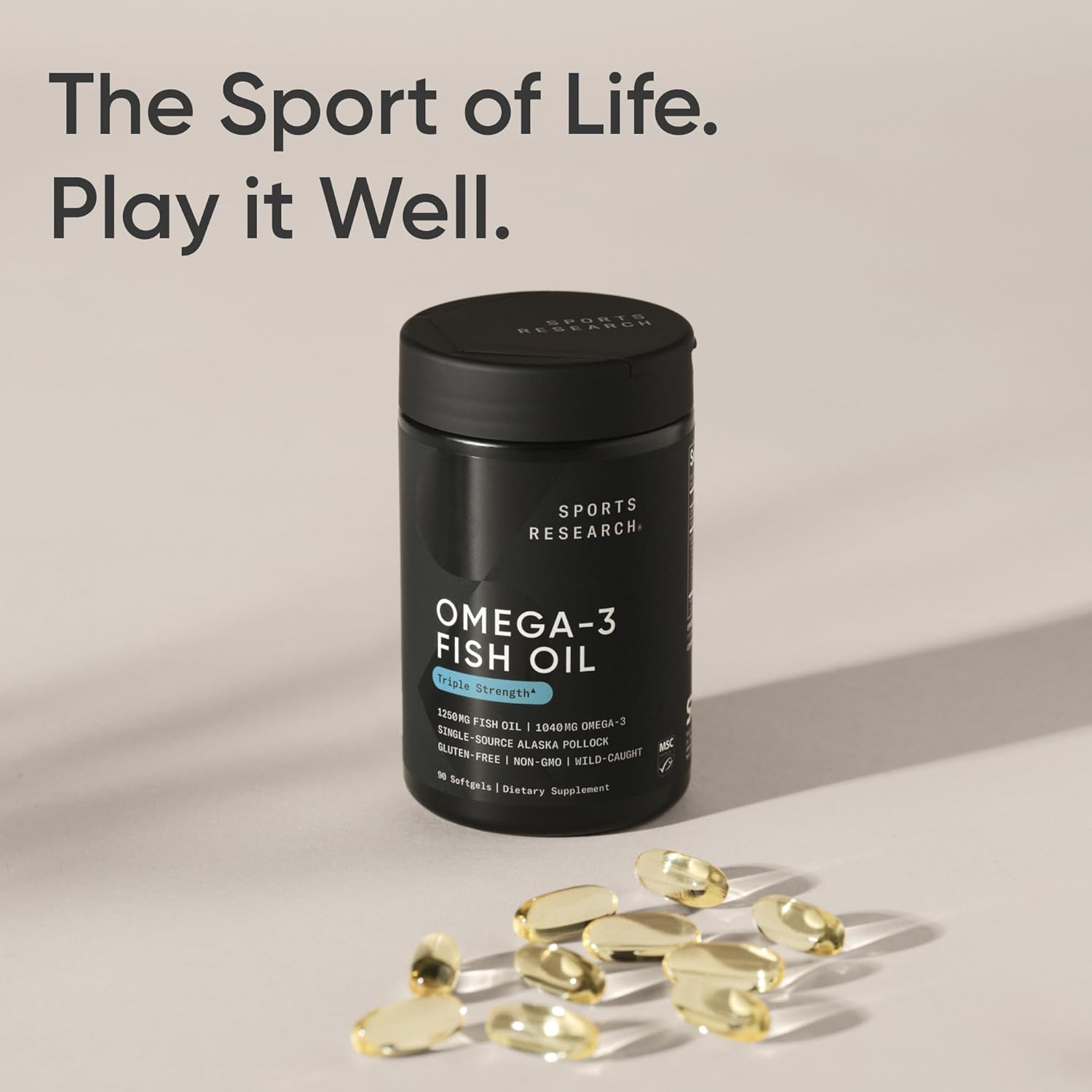Sports Research Triple Strength Omega-3 Fish Oil - 1250mg | 90 Softgels
