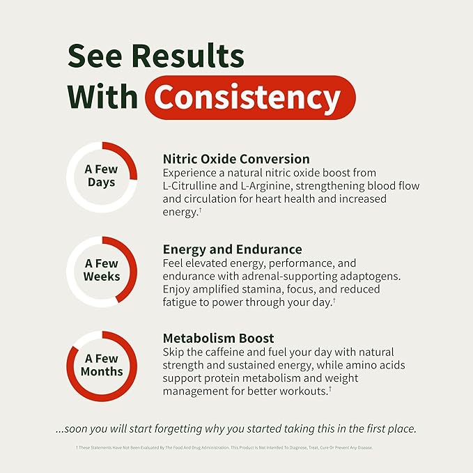 Nitric Oxide Booster Supplement with L Arginine and L Citrulline Essential Amino Acids and Ginseng Root, Energy, Heart Health, Muscle Growth & Circulation Support, 60 Capsules