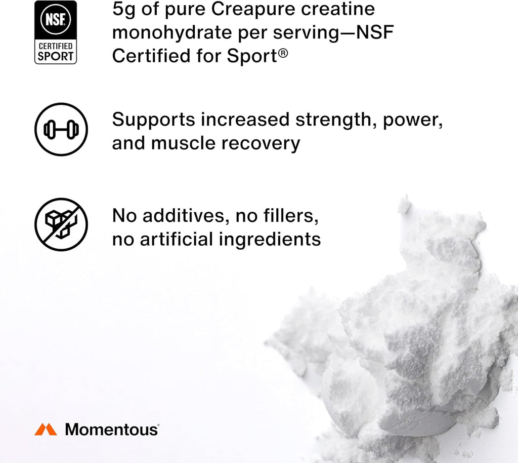 Momentous Creatine Creapure (Micronized Creatine Monohydrate for Performance, 300g)
