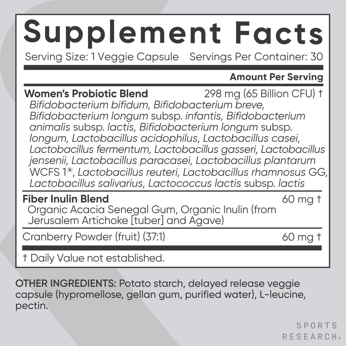 Probiotics & Prebiotics with Cranberry (Supports Digestive & Immune Health, 60 Capsules)