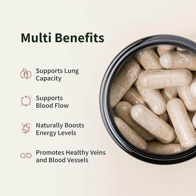 Nitric Oxide Booster Supplement with L Arginine and L Citrulline Essential Amino Acids and Ginseng Root, Energy, Heart Health, Muscle Growth & Circulation Support, 60 Capsules