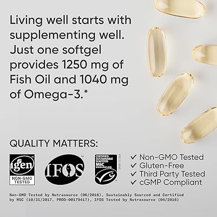 Sports Research Triple Strength Omega-3 Fish Oil - 1250mg | 90 Softgels