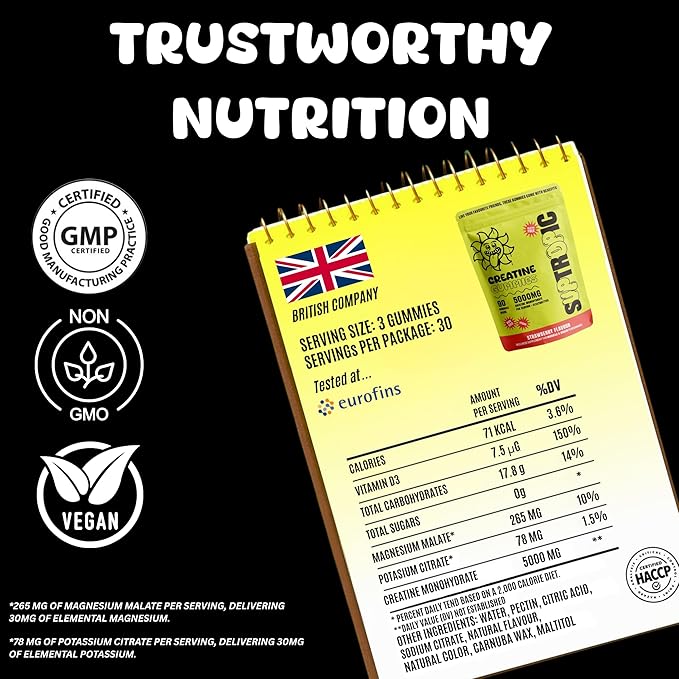 SUPTROPIC Creatine Monohydrate Gummies with Electrolytes - 60 Gummies