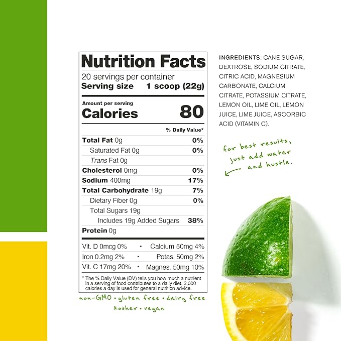 Hydration Electrolyte Powder – 30 Servings (Lemon-Lime Flavor)