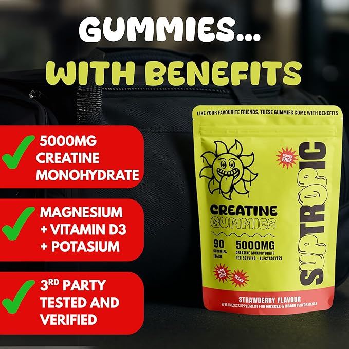 SUPTROPIC Creatine Monohydrate Gummies with Electrolytes - 60 Gummies