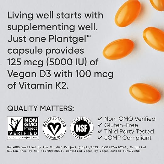 Sports Research – Vegan Vitamin D3 5,000 IU (60 Veggie Softgels)