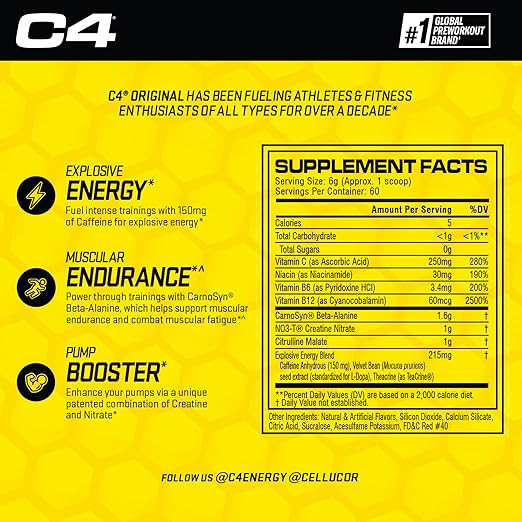 Cellucor C4 Original Pre-Workout Powder (Energy & Focus, 30 Servings, Fruit Punch)
