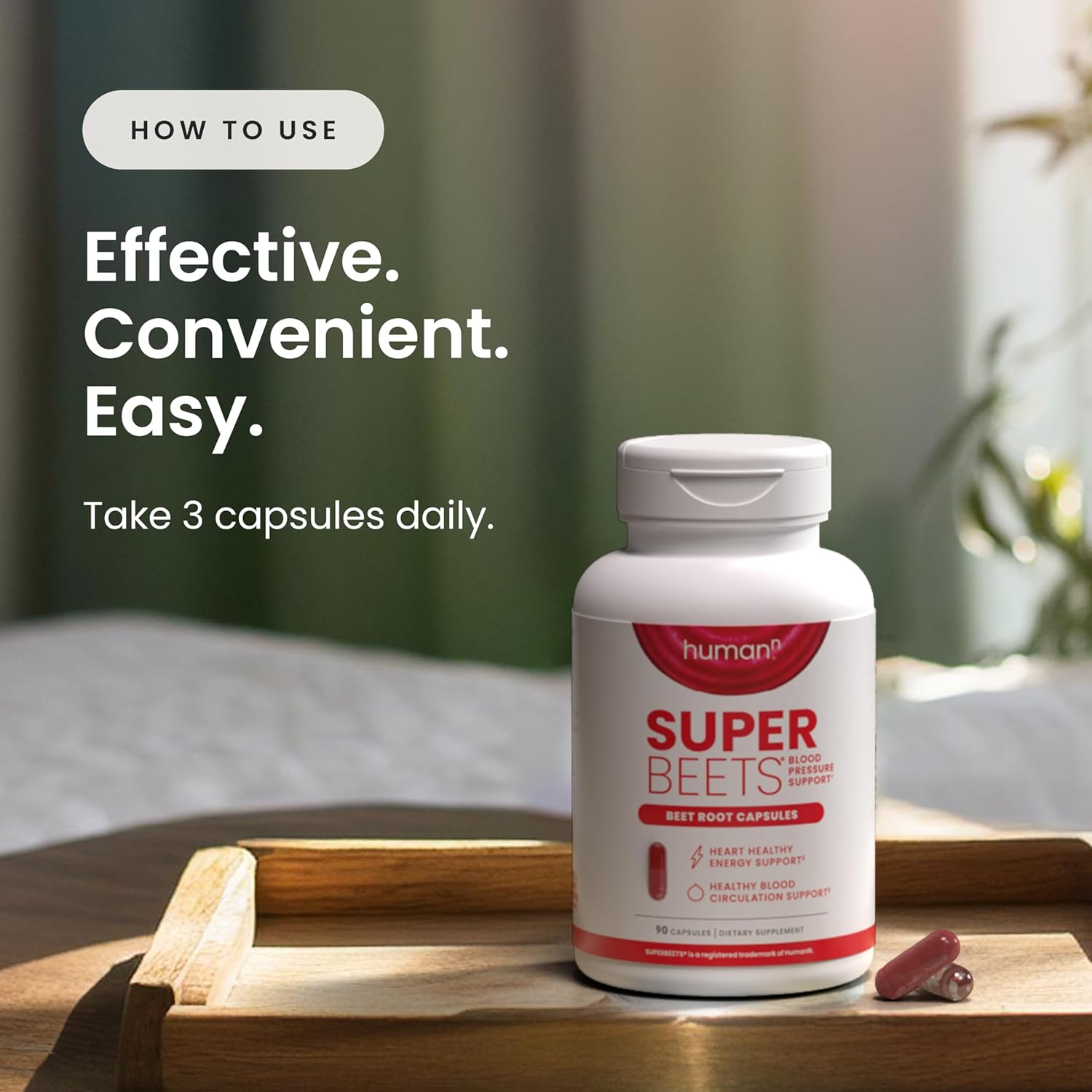 humanN SuperBeets Beetroot Powder Capsules (1000mg, 60 Capsules) for Enhanced Nitric Oxide Production