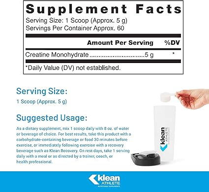 Klean Athlete Performance Creatine Monohydrate – Unflavored – 300g