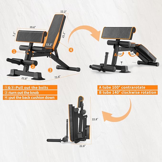 ZHICHI Adjustable Weight Bench – Multi-Function, Foldable for Full Body Workout