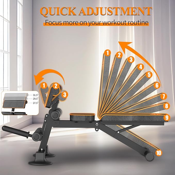 ZHICHI Adjustable Weight Bench – Multi-Function, Foldable for Full Body Workout