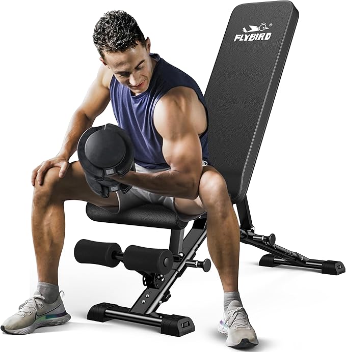 FLYBIRD Adjustable Weight Bench – Multi-Purpose, Foldable for Home Gym