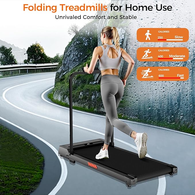 Foldable Treadmill with High Weight Capacity – Space-Saving, Quiet Operation, and Adjustable Speed